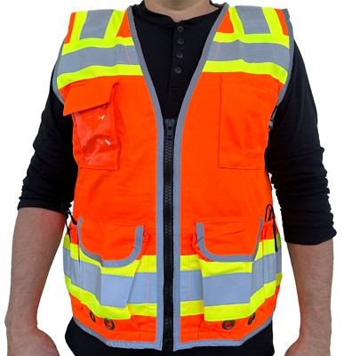 Orange Class 2 Heavy Duty Two Tone Engineer Vest