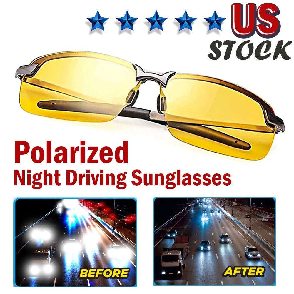 HD Polarized Night Vision Driving Sunglasses Glasses Anti Glare TAC
