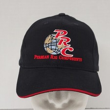VTG PRC Permian Rig Components Black Strapback Hat NWOT Made In USA Has Flaws