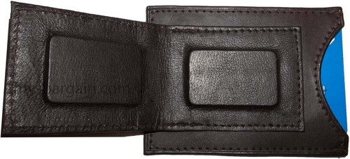 Brown leather money Clip, Magnetic money clip. bills cards holder leather case - Picture 5 of 12