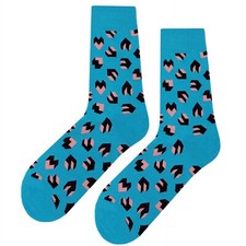 NWT Geometric Heart Blue Dress Socks Novelty Men 8-12 Blue Crazy Fun Sockfly