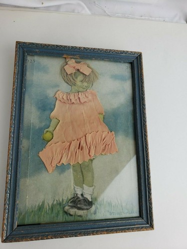 Framed dress art, vintage ca. 1940s - Bild 4 von 10