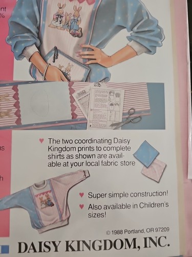 Daisy Kingdom 1988 New Boni's Bunnies & Bears Women's Oversize Shirt Kit # 5102 - Picture 2 of 5