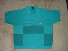 Vintage 90s PLAYBOY Retro GREEN Black Stripes PUFFER Mens POLO Shirt L