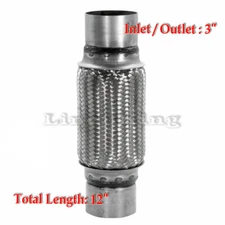 For 3" Exhaust Flex Pipe 3" x 8" Heavy Duty Stainless Steel 12"OL - RK7551