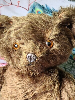 Antique Mohair early knickerbockers Teddybear Glass Eyes Metal