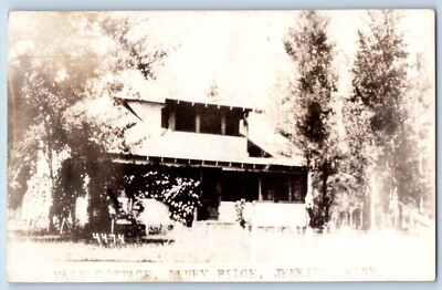 Jenkins Minnesota MN Postcard RPPC Photo Main Cottage Piney Ridge 1937 Vintage