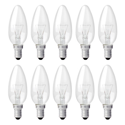 10 x Glühbirne Kerze 25W E14 klar Glühlampe 25 Watt Glühbirnen Glühlampen Kerzen