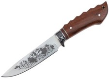 Coltello a Lama Fissa decorata Full Tang con Fodero Da Caccia Pesca e Campeggio