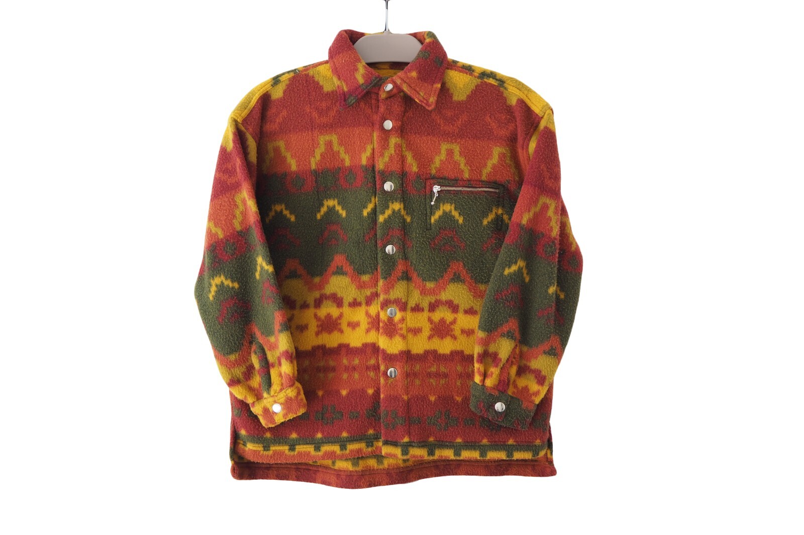 Vintage FLEECE Shirt Kids Sweater Button Up Abstract pattern ski jumper