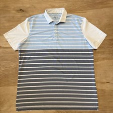 Johnnie O Polo Shirt Mens XL Blue White Golf Performance Stretch Striped Beach