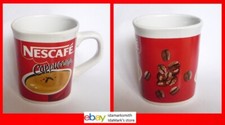 NESCAFE COFFEE Ceramic Mug Cup MALAYSIA White Red CAPPUCCINO 3.5" Tall Nestle