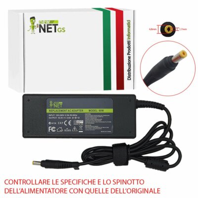 Vhbw Alimentatore 50W Per Notebook HP Compaq 610 E 615 - Adattatore AC/DC 18.5V Con Spina Europea - Ricambio 239428-001, PPP012L
