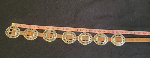 Vintage 90er Brighton Oval Sonnenblumen Concho Gürtel S Braun Leder Blumen Boho Cowgirl - Bild 17 von 22