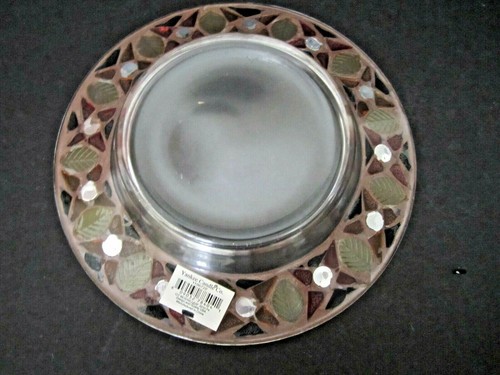 2010 Yankee Candle Fall Glass Mosaic Leaf Shade & Plate Autumn Topper - Picture 8 of 8