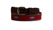 ZEP PRO University Arkansas Razorbacks Leather Canvas Ribbon Belt 44 46 48 50 54