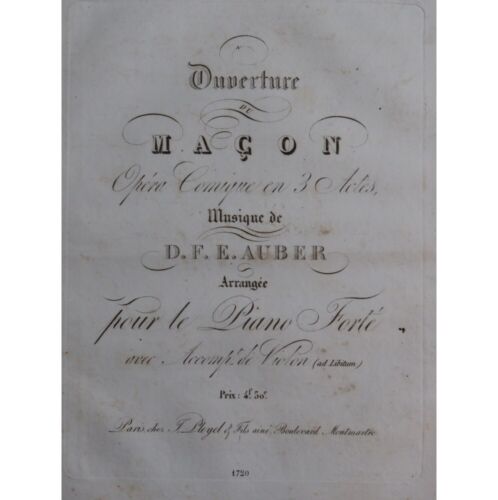 Auber D. F. E. der Maurer Blende Piano ca1825 - Zdjęcie 1 z 4