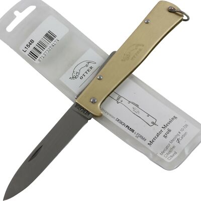 Otter-Messer Mercator Brass Large Carbon Steel Blade Lockback Pocket Knife L154B