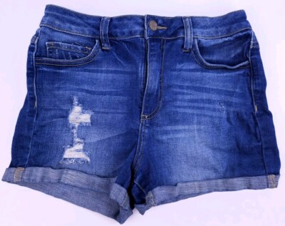 Cello Jeans Denim Distressed Cuffed Shorts Medium Wash - Junior's Size Medium