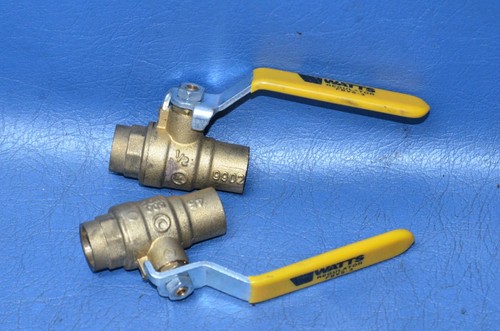Lot (2) Watts 1/2" Brass Ball Valve Full Port Sweat FBVS-3C 600WOG 9902 Valves