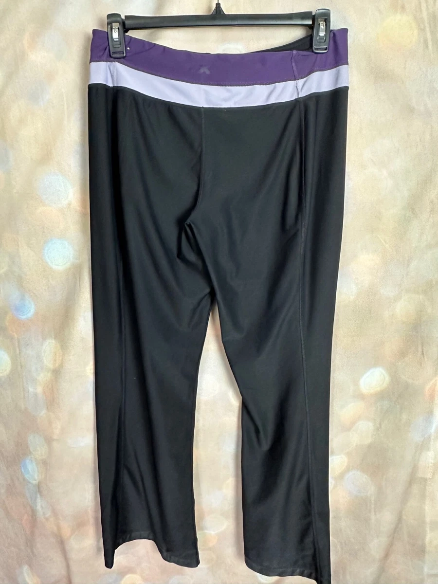 Women s Xersion Soft Stretchy Workout Pants Black w purple Size