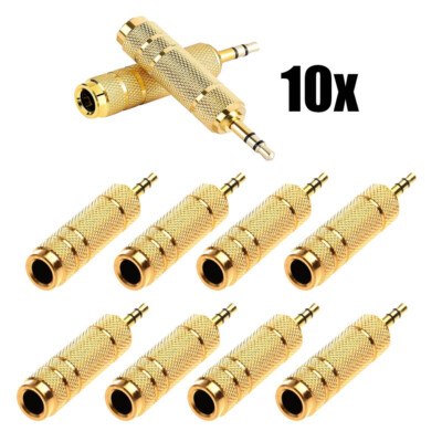 6.35mm 1/4'' Female to 3.5mm 1/8'' Male TRS Stereo Audio Headphone Mic Adapter 10X