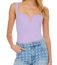 78 Astr Women's Purple Stretch V-Neck Sleeveless Casual Bodysuit Size L