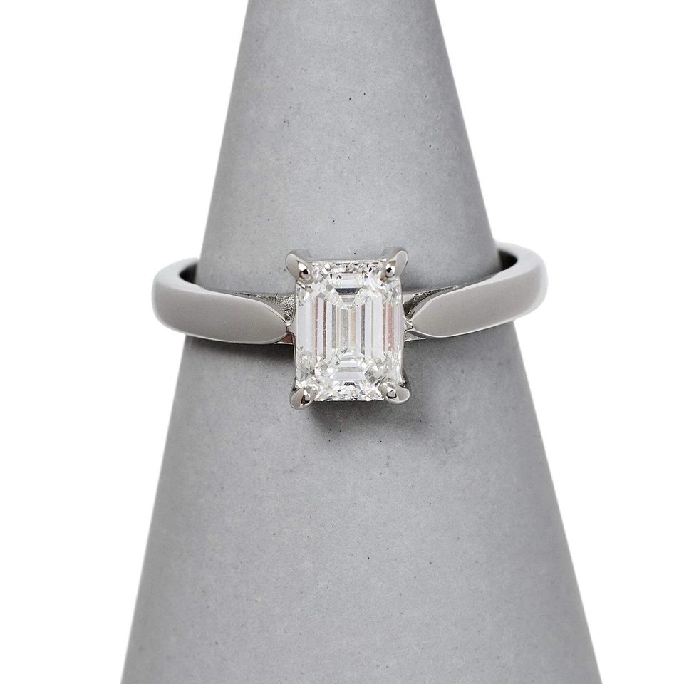 Pre-Owned Platinum Rectangular Diamond Engagement Ring