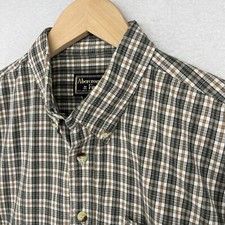 ABERCROMBIE  FITCH Shirt Mens M Plaid Button Up Long Sleeve Woven Cotton Green