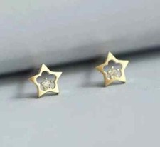 Simulated Diamond Women Star Stud Earring 14K Yellow Gold Plated 0.5Ct Round Cut