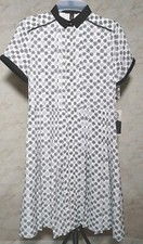 jason wu Cream Grey Black Geometric Pattern Collared Shirt Dress Size Xsmall