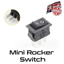 Rocker Switch Black Mini 3 Pin 3 Amp 10x15 Panel Mount 240V *UK Supplier*
