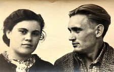 Gay Interest Vintage Photo Soviet Man Gazing Woman Intimate Couple Portrait B&W