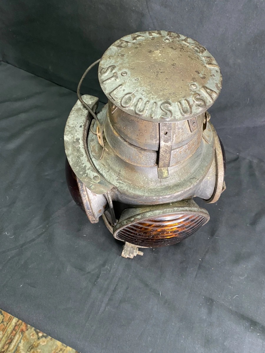 Antique Railroad Lantern Vintage Signal Oil Lamp Handlan