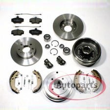 Bremsscheiben Bremsbeläge + Bremstrommel Set vorne hinten für Renault Clio I