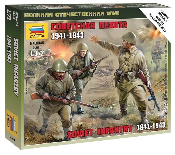 Sowjetische Infanterie 1941 1:72 Figur Kunststoff Modellbaukasten Zvezda-image