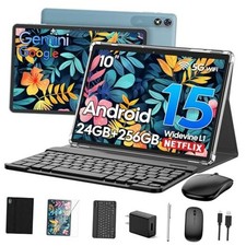 2026 Android 15 Tablet with Keyboard, 24GB RAM  256GB ROM 2TB Expand , Black