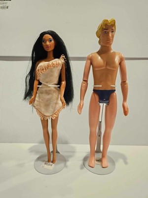 Pocahontas Color Splash Hair John Smith Disney Barbie Dolls 1995 Lot of 2