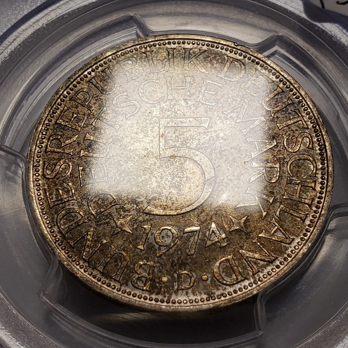 1974-D Germany Federal Republic 5 Mark .2251 ASW - PCGS MS 64