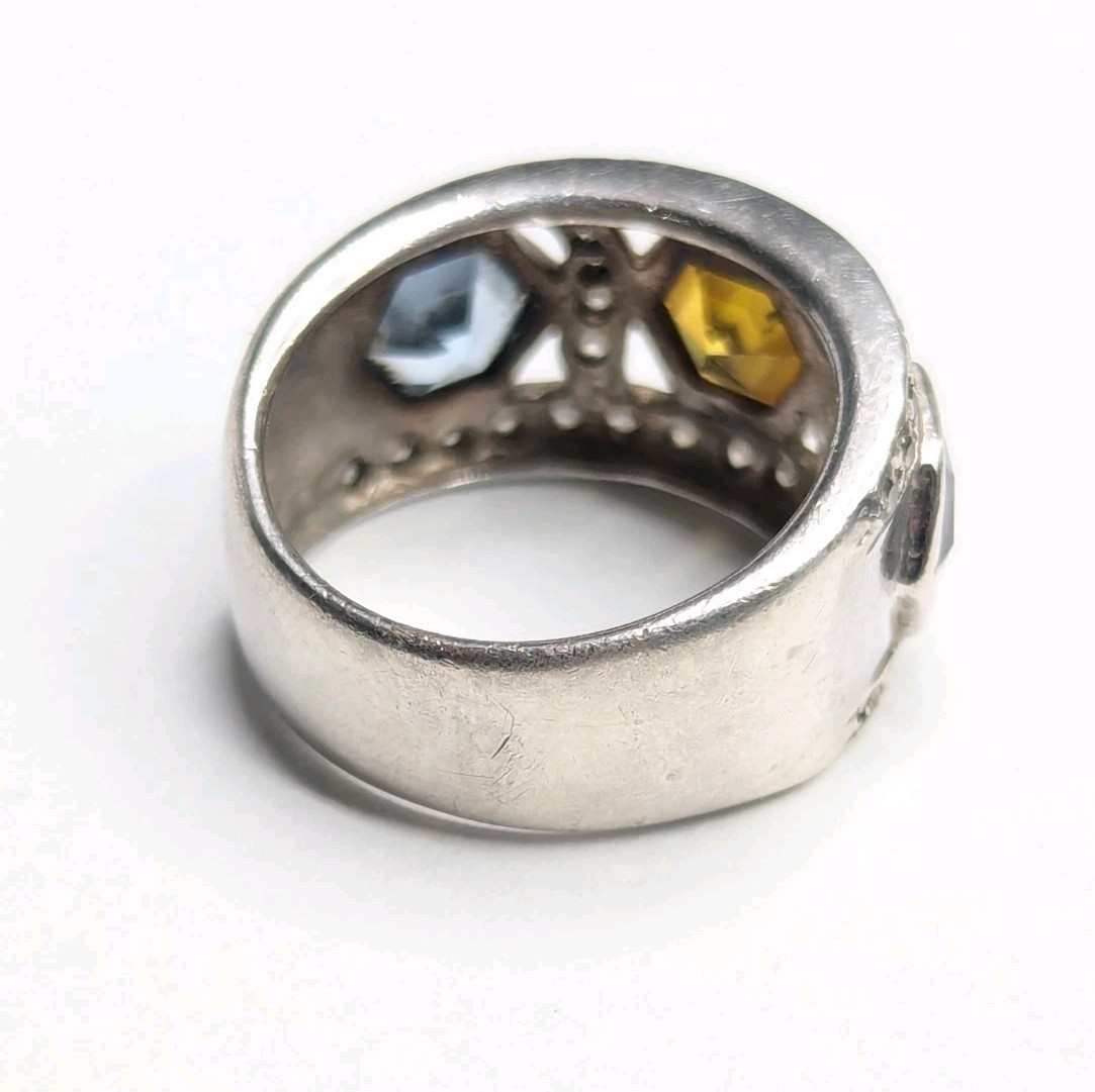 Sterling Silver Hexagonal Geometric Multi Color S… - image 8