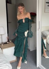 ASOS design Dark Green Ruffle Maxi Dress