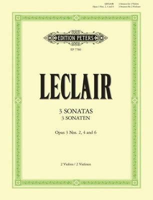3 Sonatas for Two Violins Op.3 Nos.2, 4, 6 Violin Instrumental Duet Music Leclai
