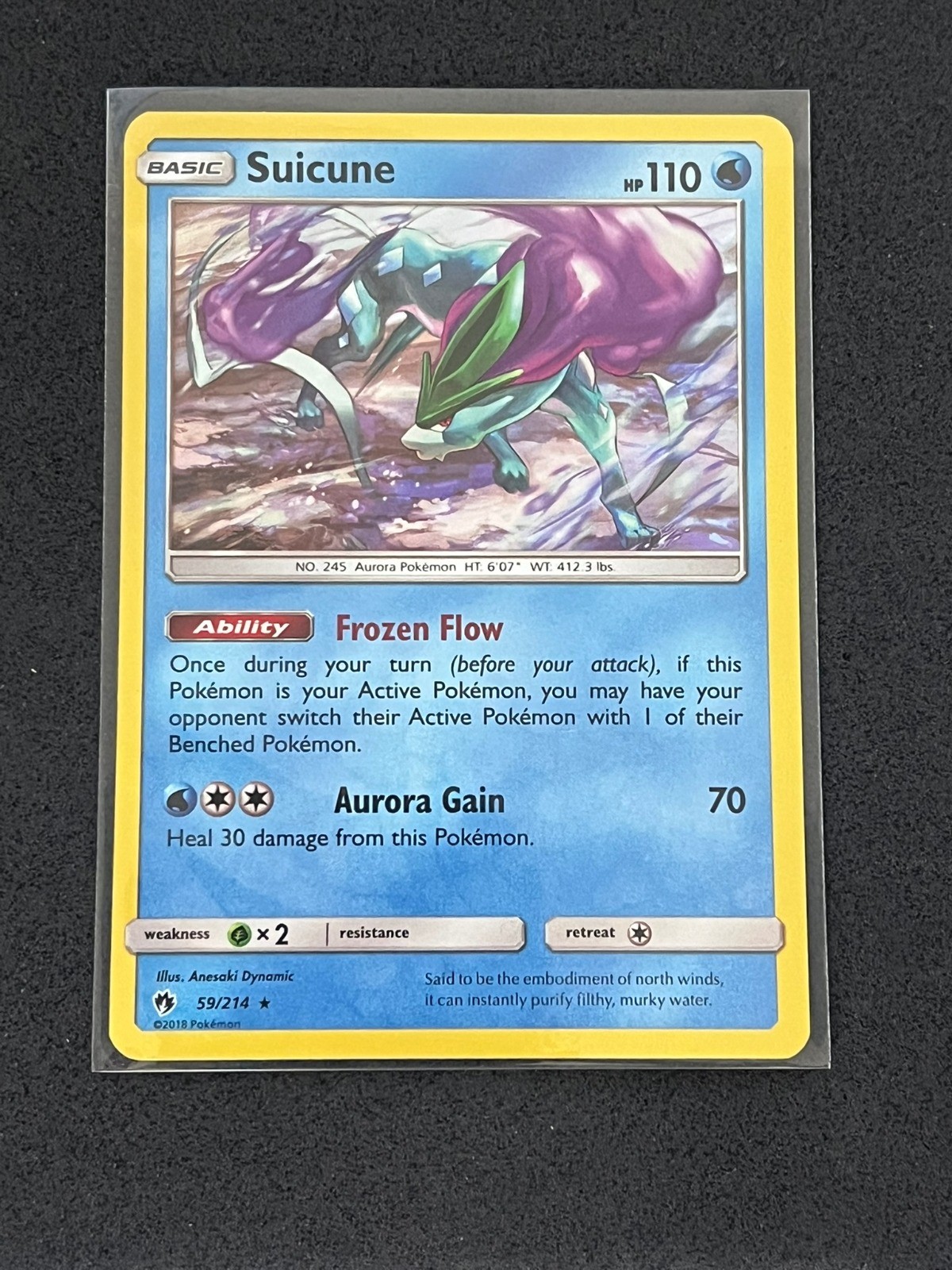 Suicune 59/214 Pokemon TCG SM - Lost Thunder Holo NM