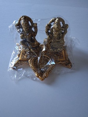 Brass Lord Ganesha Oil Lamp   Decorative Hindu Diya Statues