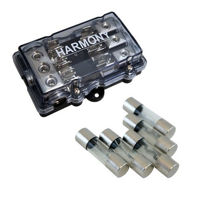 Harmony Audio Car 3-Way AGU Fused Distribution Block & 30 Amp Fuses