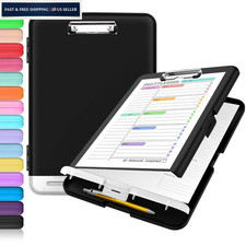 Sooez Clipboard with Storage, Clip Board 8.5 10"W x 1-1/4"D x 14-1/2"H, Black