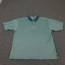 Tommy Hilfiger Polo Shirt Mens Extra Large Green Cotton Chest Pocket Flag Logo