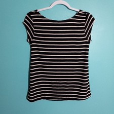 LOFT Top Blouse Tee size XS, NEW Black White Stripe Knit Preppy Nautical