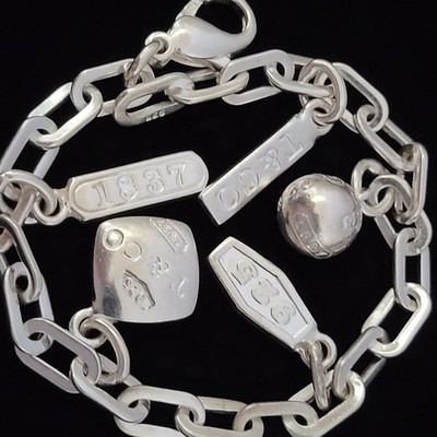 .925 Sterling Silver Tiffany & Co. Bracelet Vintage Italy 1837 Charm Bracelet