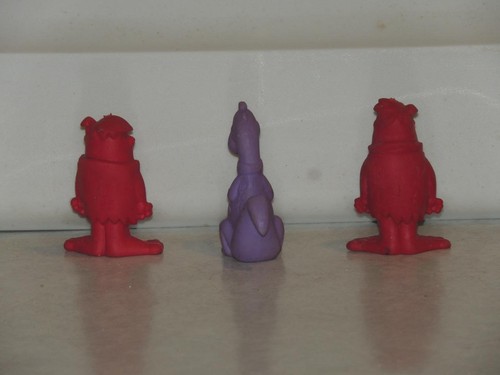 Flintstones Vtg 1987 Fred Barney Dino 2" Rubber Figures Purple Pink Eraser Toy - Picture 10 of 10